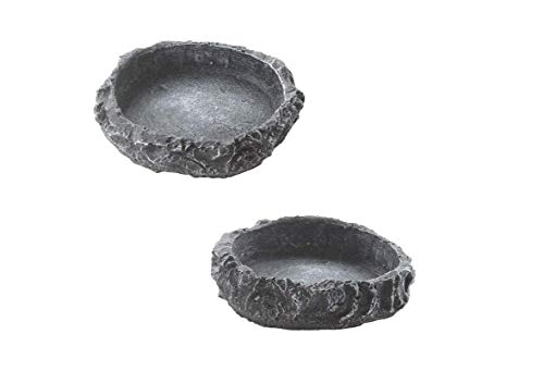 YUIP Food Bowl Rocks Reptilienwasserschale 2 Reptilien Wasserschale Food Bowl Rocks Wird für Leoparden-Gecko-Eidechsen-Spinnen-Skorpion-Chamäleons Verwendet von YUIP