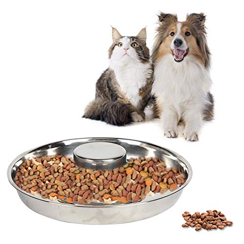 YUIP Welpe Slow Feed Bowl, Edelstahl Metall Hundenäpfe, Slow Feed Edelstahl Hundenapf Slow Feeder Hundenäpfe Hunde Haustiere Feeder Bowl für kleine mittelgroße Hunde von YUIP