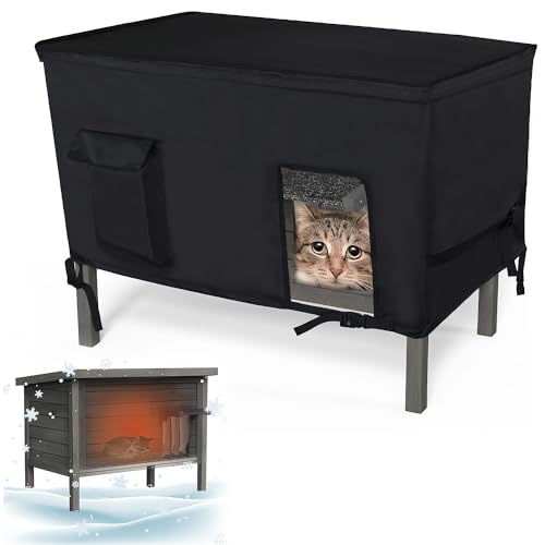 YUJHON Abdeckung für Katzenhaus,Winter-Outdoor-Schutz, wasserdichter Oxford-Stoffbezug für Katzenhaus 88,9 cm L x 56,9 cm B x 50,8 cm H (nur Abdeckung) von YUJHON