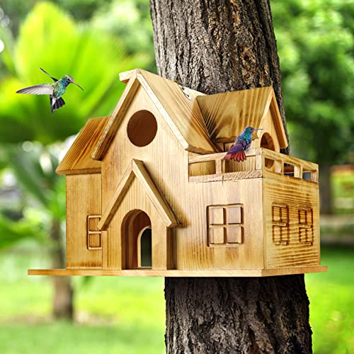 Vogelhaus für den Außenbereich – natürliches Vogelhaus, handgefertigt, aus Holz, robust, langlebig, hängende Vogelhäuser mit beweglichem Beobachtungsloch, einfach zu platzieren von YUKSAL