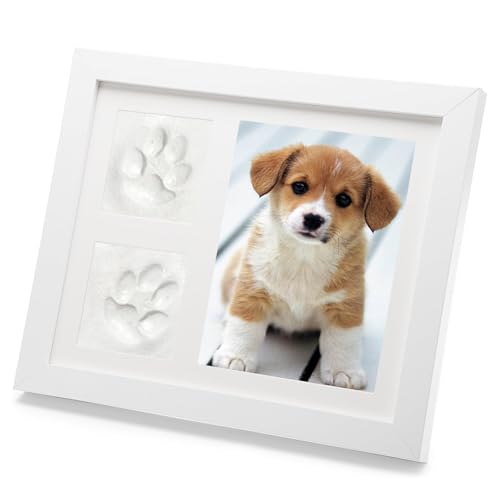 YULIAO Pfotenabdruck Set Hund und Katze, DIY Pfotenabdruck Set, Hund Pfotenabdruck Bilderrahmen, Pfote Abdruck Fotorahmen, Andenkenbox 3D Pfotenabdruck, Geschenk für Hundebesitzer Katze von YULIAO