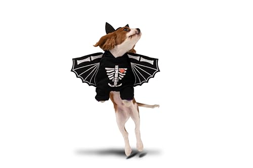 Fledermaus-Hundekostüm für kleine bis mittelgroße Hunde, ca. 45 x 35 cm, Schwarz, 100% Polyester von YULKA