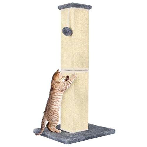 YULOYI Katzenkratzbaum 32 Zoll für Indoor Große Katzen und Kätzchen, Natur Sisal Hoch Katzenkratzbaum, Sisal Katzenkratzbaum Verbessern Sie die Kratzgewohnheiten der Katze und schützen Sie Ihre Möbel, von YULOYI