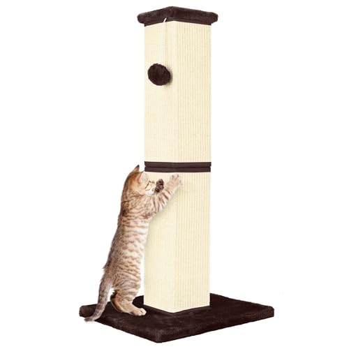 YULOYI Katzenkratzbaum 32 Zoll für Indoor Große Katzen und Kätzchen, Natur Sisal Hoch Katzenkratzbaum, Sisal Katzenkratzbaum Verbessern Sie die Kratzgewohnheiten der Katze und schützen Sie Ihre Möbel, von YULOYI