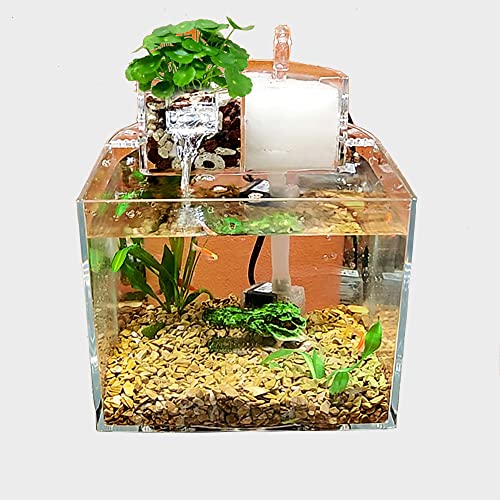 Desktop-Aquarium,Aquaponic-Aquarium,Kreativer Stummfilter Kleines Desktop-Aquarium-Plastik-Wohnzimmer,ohne das Aquarium zu wechseln, um Goldfische aufzuziehen von YULonni