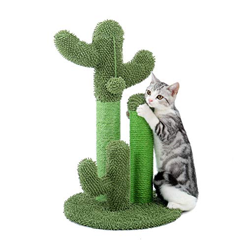 YUNDING Netter Kaktus-Haustier-Kratzbaum Mit Ballspielzeug Scratcher-Beiträge für Katzen Kätzchen Kletterbaum Katzenspielzeug Möbel Schützen(Color:EIN,Size:L.) von VWPEYY