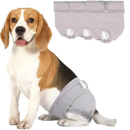 3Stück Wiederverwendbare Hundewindeln für Hündinnen Waschbare Läufigkeitshose für Hunde bei Inkontinenz Läufigkeit Hygienisch Saugstark Weibchen Höschen Dog Diapers (Grau, XL(62-75cm)) von YUNDONGBA