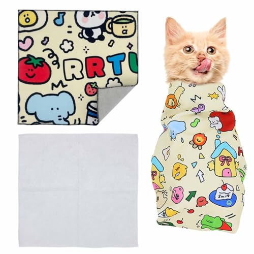 Cat Grooming Wrap,Cat Wrap for Cutting Claws,Self-Adherent Cat Restraints for Grooming,Anti-Scratch Anti-Escape Grooming Bag,Multifunctional Pet Tool (Elefant, 35cm) von YUNFAN