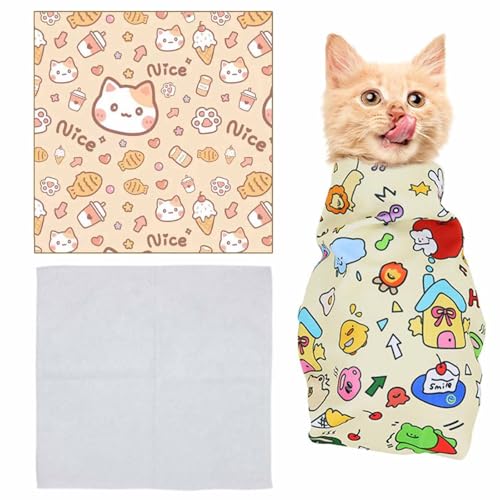 Cat Grooming Wrap,Cat Wrap for Cutting Claws,Self-Adherent Cat Restraints for Grooming,Anti-Scratch Anti-Escape Grooming Bag,Multifunctional Pet Tool (Kätzchen, 35cm) von YUNFAN