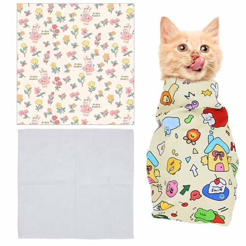 Cat Grooming Wrap,Cat Wrap for Cutting Claws,Self-Adherent Cat Restraints for Grooming,Anti-Scratch Anti-Escape Grooming Bag,Multifunctional Pet Tool (Kaninchen, 45cm) von YUNFAN