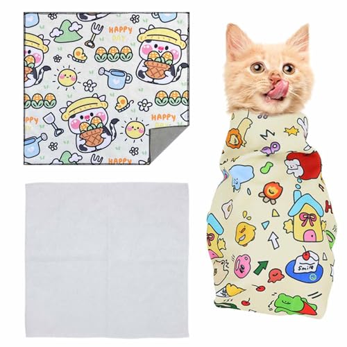 Cat Grooming Wrap,Cat Wrap for Cutting Claws,Self-Adherent Cat Restraints for Grooming,Anti-Scratch Anti-Escape Grooming Bag,Multifunctional Pet Tool (Mais, 35cm) von YUNFAN