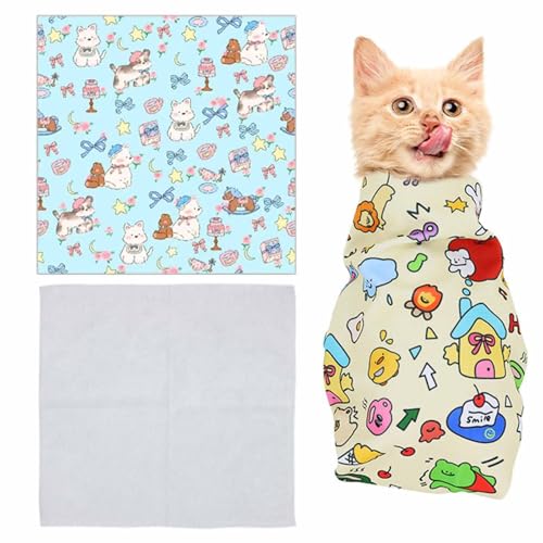 Cat Grooming Wrap,Cat Wrap for Cutting Claws,Self-Adherent Cat Restraints for Grooming,Anti-Scratch Anti-Escape Grooming Bag,Multifunctional Pet Tool (Welpe, 35cm) von YUNFAN