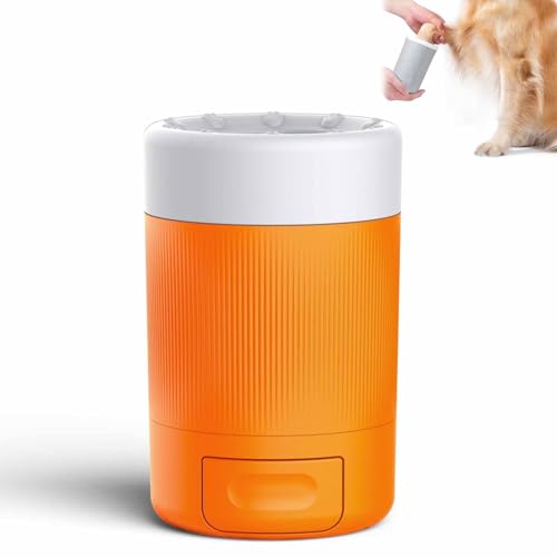 YUNFAN Dog Paw Healthy Semi Automatic Cleaner,Pet Foot Washer Portable,360° Pet Paw Washing Cup,Foot Cleaning Machine for Small, Medium Dogs/Cats (Orange) von YUNFAN