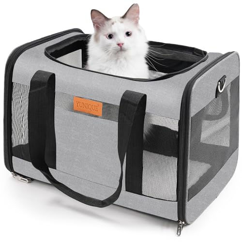 Tragetasche für Katzen, Hunde, grau, weiche Seiten, Tier-Tragetasche, für Reisen, Welpen, als Spielzeug aus Stoff, Haustier, Zuhause (grau) von YUNIQUE