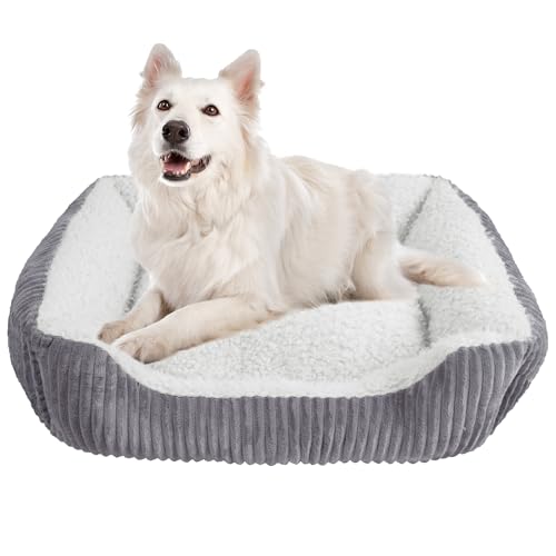 YUNIQUE Hundesofa, Kuschelbett für Welpen, Hunde und Katzen, Grau Beige, Größe L von YUNIQUE