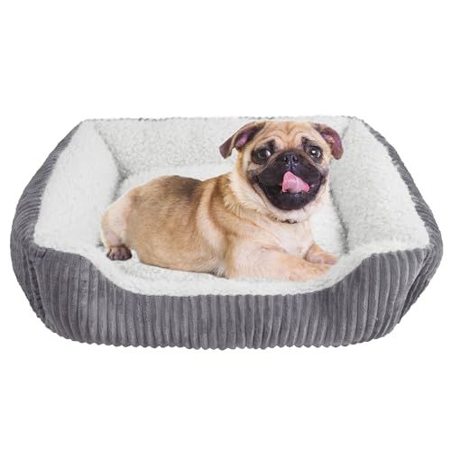 YUNIQUE Hundesofa, Kuschelbett für Welpen, Hunde und Katzen, Grau Beige, Größe M von YUNIQUE