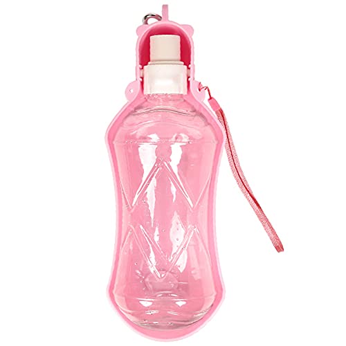 Hund Wasserflasche, Haustier Katze Travel Trinkflasche, Tragbare Reise Trinkflasche Wasserspender Für Camping, Spaziergang, Wandern, Training, Unterwegs Outdoor M 24X8.5Cm Rosa von YUNM