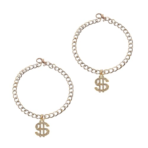 YUNNIAN Beliebte Katzenhalsband-Halskette, Strass, Dollar-Buchstaben-Anhänger, Halskette, Haustier-Halsring, 2 Stück, dekoratives Halsband, Haustierschmuck von YUNNIAN