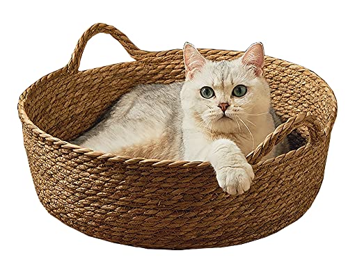 YUPPIE TONE Sommer Katzenkorb Katze Runde natürlichem Rattan-Katzenkorb Katzenbett Hundebett Handgewebte von YUPPIE TONE