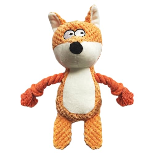 YUREMEEY Hundespielzeug, Kuscheltier Tauziehen Plüschhundespielzeug, Quietschende Hundespielzeuge mit Knitterpapier, Interaktives Stabiles Spielzeug, für Welpen Kleine Mittlere Hunde, Fuchs von YUREMEEY