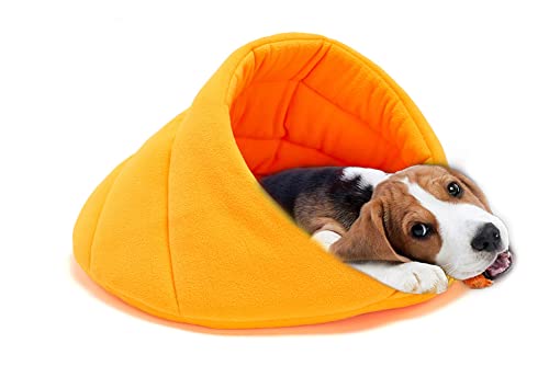 Kleines Haustierzelt, Höhlenbett, Welpen-Fleece, warmes Nest, dreieckiger Katzen-Schlummersack, Schlafsack, Kuschelhöhle, Winter-Kätzchen/Teddy-Hunde-Versteck von YURRO