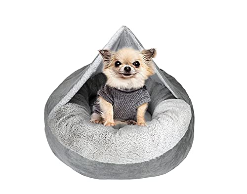 YURRO Luxuriöses Hundehöhlenbett mit Kapuze, Winter, Chihuahua, warm, superweich, rechteckig, Welpenbett für groß/mittel/klein, Donut-Haustierbett mit Decke von YURRO