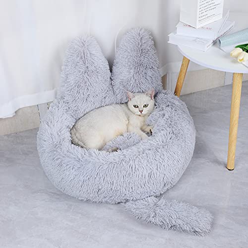 Niedliche flauschige Hundehütte, selbstwärmend, Plüsch-Donut-Welpen-/Kätzchenbett, gemütliches Katzenbett, Kuschelhöhle für Haustiere, Nisthöhle mit Ohren, weiches Kissen, Angstlinderung von YURRO