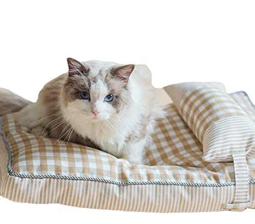 Orthopädisches Katzenbett, Hundematratze mit Kissen, Anti-Angst-Kissen, mittlere Haustier-Bettwäsche mit waschbarem Bezug, Pudel-/Katzenbett, wasserdicht von YURRO