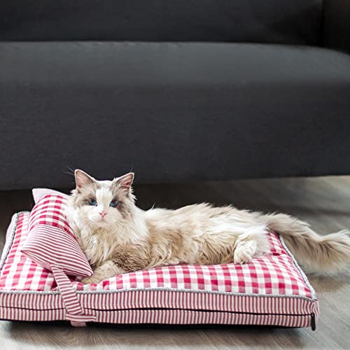 Orthopädisches Katzenbett, Hundematratze mit Kissen, Anti-Angst-Kissen, mittlere Haustier-Bettwäsche mit waschbarem Bezug, Pudel-/Katzenbett, wasserdicht von YURRO