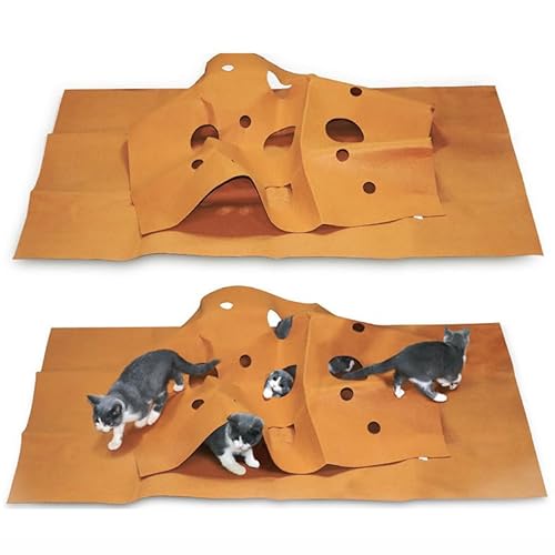 YURUX Haustier-Spielmatte, Katzen-Aktivitätsmatte, Katzenspielzeug, Katze, Hund, atmungsaktiv, interaktives Pad, bissresistentes Pad, Haustierteppich, Trainingsmatte, faltbares Katzentunnelnest von YURUX