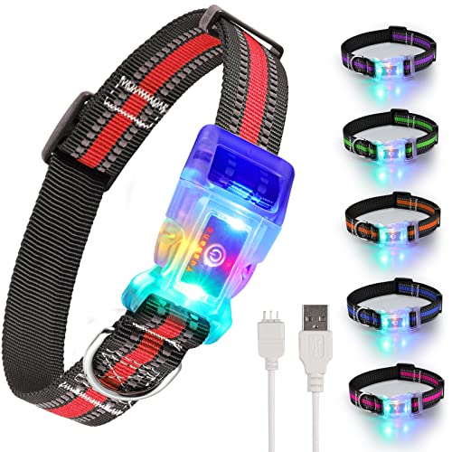 YUSHANG Leucht Hundehalsband,USB Aufladbar Wasserdichtes led Hundehalsband,Seitenfreigabeschnalle Super hell Blinkende Verstellbare Hundehalsband,Glühen Hundehalsband für Große Kleine Mittlere Hunde von YUSHANG