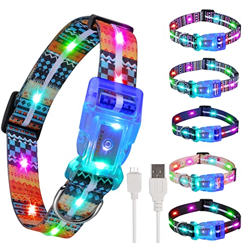 YUSHANG Seitenfreigabeschnalle Glühen Hundehalsband,USB Wiederaufladbares Wasserdichtes LED Halsband,Super Hell Blinkende Einstellbare Hundehalsband,Leucht Hundehalsband für Große Kleine Mittlere Hund von YUSHANG