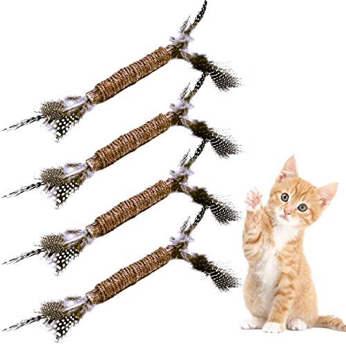 YUTOU 4 Stück Katzenminze Sticks Katzenminze Spielzeug Cat Chewing Toy Matatabi Katzensticks zur Zahnreinigung Bio Kausticks Set Katzen Kausticks Spielzeug zum Schleifen Zähnen von YUTOU