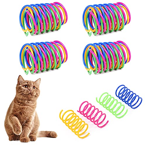 YUTOU 20 Stück Cat Spring Spielzeug 4 Farben Buntes kreatives Kunststoff Spiralfedern Spirale Katze Spielzeug Langlebiges Interaktives Spielzeug für Katze Kätzchen Haustiere Spielzeug Spiralfedern von YUTOU