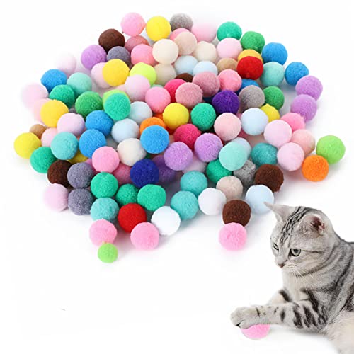 YUTOU 50 Stück Katzenspielzeug Bälle 3CM, Bunte Katzenplüsch Spielzeug, Weiche Katzenbälle, Elastische Katze Pompons, Cat Toy Ball, Interaktiv Katzenspielzeug für Haustier Katzen von YUTOU