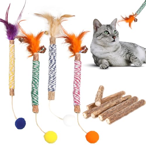 10 Stück Katzenminze Katzenspielzeug, Kitten Spielzeug Catnip Katzensticks, Katzen Zahnpflege Katzenbeschäftigung für Katzen Zahnpflege & Gegen Mundgeruch Natürlich, Cat Toys for Indoor Cats von YUWJOOWEE