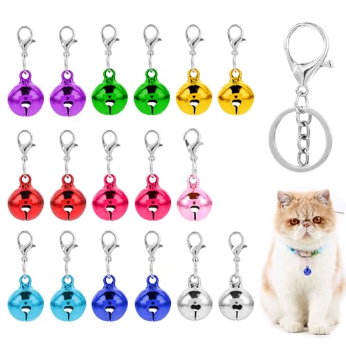 YUXIANLB 18 x Glöckchen für Katzenhalsbänder, Glöckchen für Katzenhalsband, Haustier-Glöckchen mit lautem, knackigem Klang, Haustier-Tracker, 9 farbige Glocken, 2 von jeder Farbe plus ein von YUXIANLB