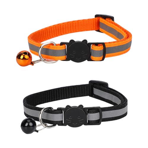 YUXIANLB 2 Pack Reflektierende Katze Halsbänder Breakaway Haustier Kätzchen Halsband Einstellbar Sicher Katze Halsband Halter mit Glocken Pet Supplies Zubehör von YUXIANLB