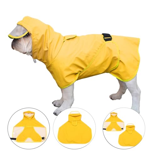 Hunde-Regenmantel, Verstellbare Hunde-Regenjacke, Transparente Kapuze, Doppellagig, Wasserdicht mit Verstecktem Traktionsloch für Kleine, Mittelgroße und Große Hunde (XXXL) von YUYTE