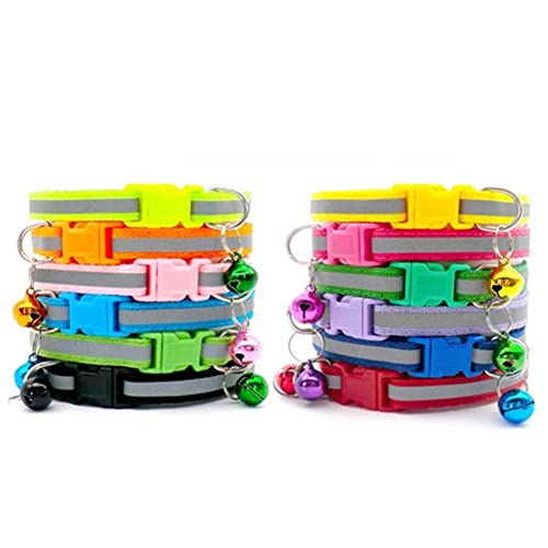 100 Stück Großhandel Hundehalsband mit Glocke Katzenhalsband verstellbares Katzenhalsband Nylon-Haustierhalsband Haustierproduktzubehör-100Pcs_A von YVDY