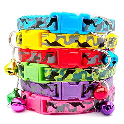 100 Stück Großhandel Hundehalsband mit Glocke Katzenhalsband verstellbares Katzenhalsband Nylon-Haustierhalsband Haustierproduktzubehör-100Pcs_D von YVDY