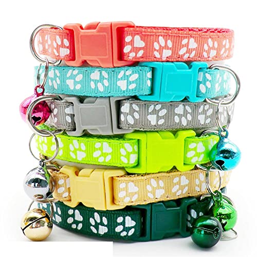 100 Stück Großhandel Hundehalsband mit Glocke Katzenhalsband verstellbares Katzenhalsband Nylon-Haustierhalsband Haustierproduktzubehör-100Pcs_E von YVDY