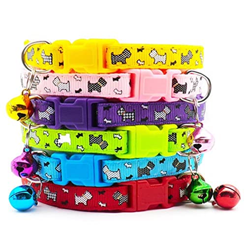 100 Stück Großhandel Hundehalsband mit Glocke Katzenhalsband verstellbares Katzenhalsband Nylon-Haustierhalsband Haustierproduktzubehör-100Pcs_F von YVDY