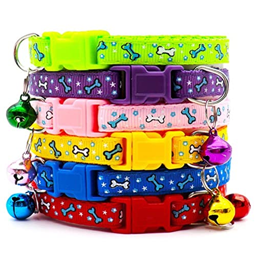 100 Stück Großhandel Hundehalsband mit Glocke Katzenhalsband verstellbares Katzenhalsband Nylon-Haustierhalsband Haustierproduktzubehör-100Pcs_J von YVDY