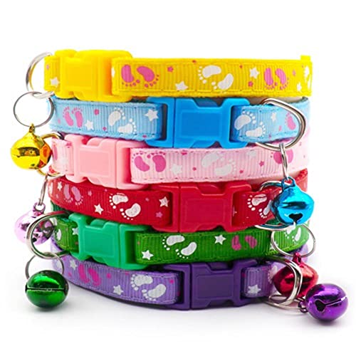 100 Stück Großhandel Hundehalsband mit Glocke Katzenhalsband verstellbares Katzenhalsband Nylon-Haustierhalsband Haustierproduktzubehör-100Pcs_K von YVDY