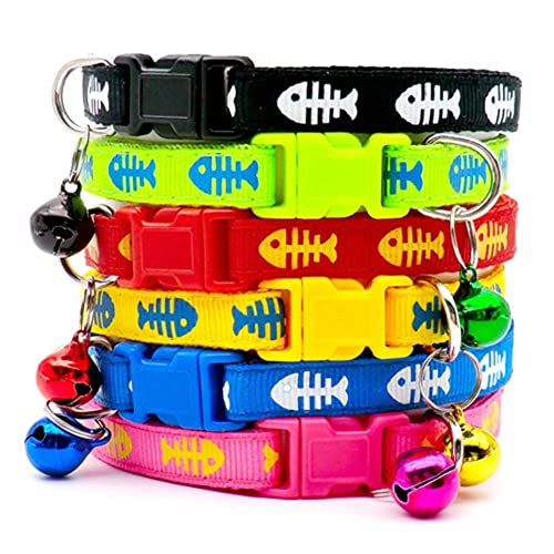 100 Stück Großhandel Hundehalsband mit Glocke Katzenhalsband verstellbares Katzenhalsband Nylon-Haustierhalsband Haustierproduktzubehör-100Pcs_M von YVDY