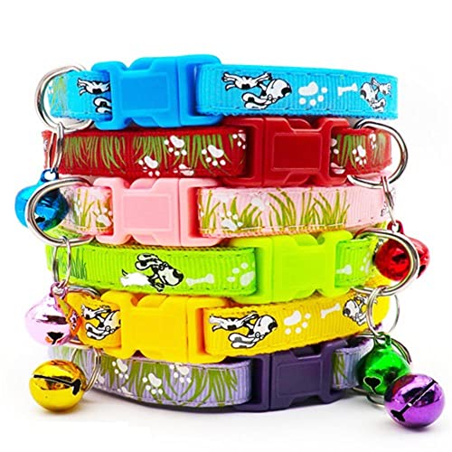 100 Stück Großhandel Hundehalsband mit Glocke Katzenhalsband verstellbares Katzenhalsband Nylon-Haustierhalsband Haustierproduktzubehör-100Pcs_N von YVDY