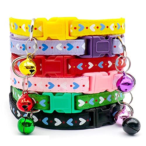 100 Stück Großhandel Hundehalsband mit Glocke Katzenhalsband verstellbares Katzenhalsband Nylon-Haustierhalsband Haustierproduktzubehör-100Pcs_P von YVDY