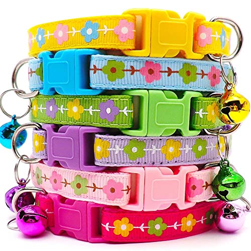 100 Stück Großhandel Hundehalsband mit Glocke Katzenhalsband verstellbares Katzenhalsband Nylon-Haustierhalsband Haustierproduktzubehör-100Pcs_T von YVDY