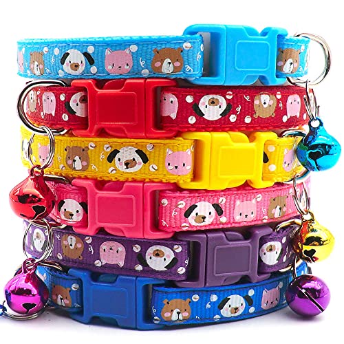 100 Stück Großhandel Hundehalsband mit Glocke Katzenhalsband verstellbares Katzenhalsband Nylon-Haustierhalsband Haustierproduktzubehör-100Pcs_V von YVDY